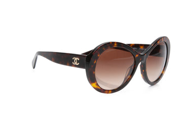 CHANEL Tortoise Oval CC Acetate Sunglasses