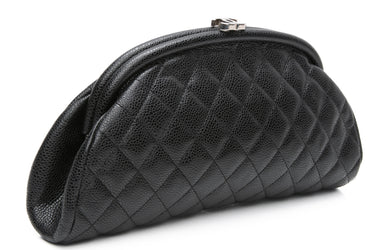 CHANEL Black Caviar Quilted Timeless Clutch