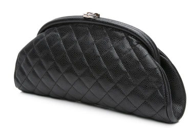 CHANEL Black Caviar Quilted Timeless Clutch