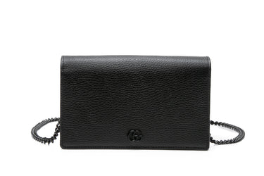 GUCCI Black on Black GG Marmont Wallet on Chain