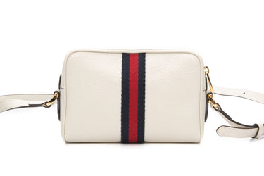 GUCCI Mystic White Textured Dollar Calfskin Web Mini Ophidia Shoulder Bag