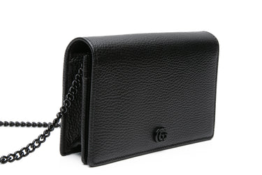GUCCI Black on Black GG Marmont Wallet on Chain