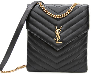 SAINT LAURENT Lambskin Quilted Double Flap Shoulder/Crossbody Bag