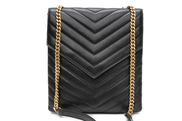 SAINT LAURENT Lambskin Quilted Double Flap Shoulder/Crossbody Bag