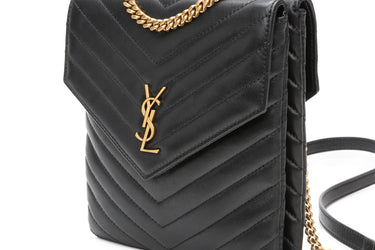SAINT LAURENT Lambskin Quilted Double Flap Shoulder/Crossbody Bag