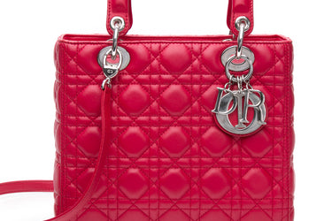 DIOR Cardinal Red Lambskin Cannage Medium Lady Dior Bag