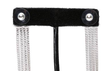 CHANEL CC Silver Chain Fringe Earrings