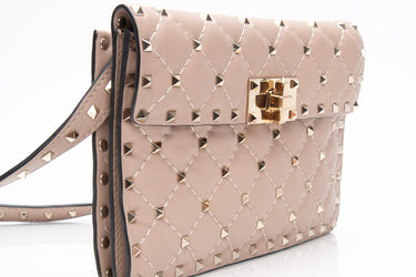 VALENTINO Rose Beige Rockstud Spike Leather Crossbody