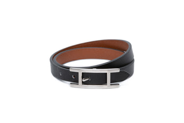 HERMES Noir Fauve Behapi Double Tour Bracelet