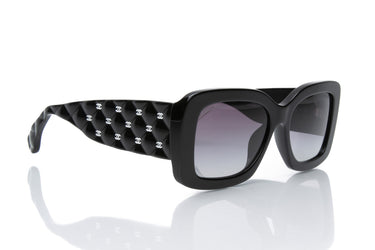 CHANEL Black Quilted CC Rectangle Sunglasses (New)