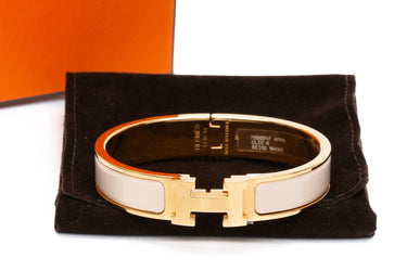 Hermes Beige Nacre Clic H Bracelet PM