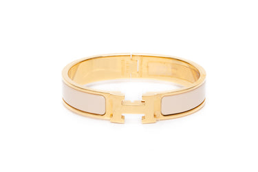 Hermes Beige Nacre Clic H Bracelet PM