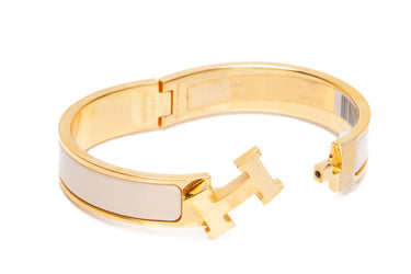 Hermes Beige Nacre Clic H Bracelet PM