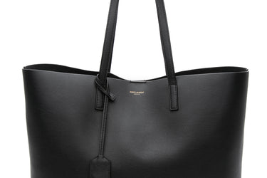 SAINT LAURENT Black Calfskin Shopping Tote Bag