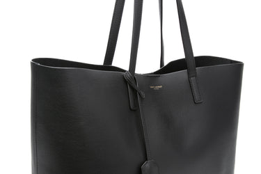 SAINT LAURENT Black Calfskin Shopping Tote Bag