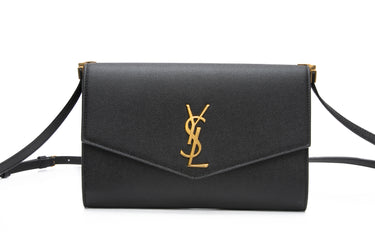 SAINT LAURENT Black Grain De Poudre Mini Uptown Crossbody Bag