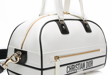 DIOR White Calfskin Dior Vibe Zip Bowling Bag