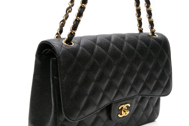 CHANEL Black Caviar Jumbo Classic Double Flap Bag