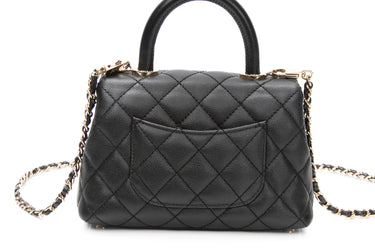 CHANEL Black Caviar Quilted Extra Mini Coco Handle Flap