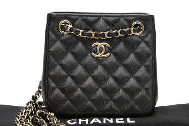 CHANEL 22S Caviar Quilted Black Mini Bucket Bag
