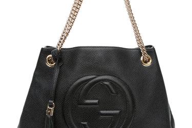 GUCCI Black Medium Soho Leather Hobo Bag