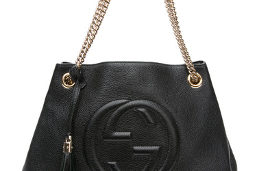 GUCCI Black Medium Soho Leather Hobo Bag