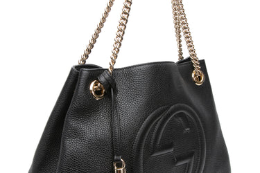 GUCCI Black Medium Soho Leather Hobo Bag
