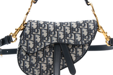 DIOR Blue Dior Oblique Jacquard Mini Saddle Bag with Strap Shoulder/ Crossbody Bag (New)