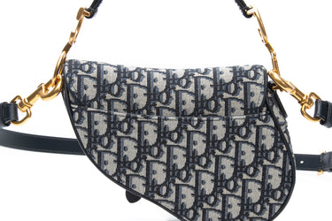 DIOR Blue Dior Oblique Jacquard Mini Saddle Bag with Strap Shoulder/ Crossbody Bag (New)