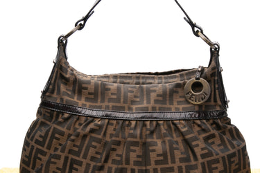 FENDI Tobacco Moro Zucca Cuoio Lucido Chef Hobo Bag