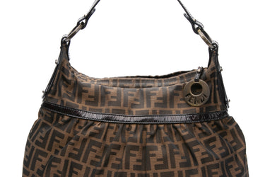 FENDI Tobacco Moro Zucca Cuoio Lucido Chef Hobo Bag