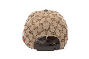 GUCCI Beige and Dark Brown GG Canvas Baseball Hat with Web