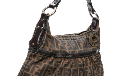 FENDI Tobacco Moro Zucca Cuoio Lucido Chef Hobo Bag