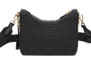 PRADA Black Re-Edition 2005 Raffia Crossbody Bag