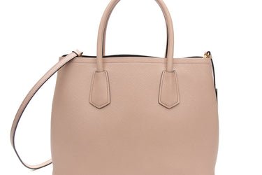 PRADA Light Beige Saffiano Cuir Leather Double Handle Tote Bag