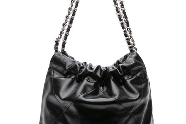 CHANEL Black Calfskin Quilted Mini Chanel 22 Crossbody Bag