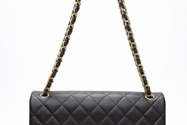 CHANEL Black Lambskin Jumbo Classic Double Flap Bag