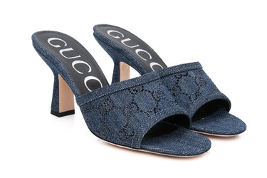 GUCCI GG Crystal Denim Mules 37 (New)