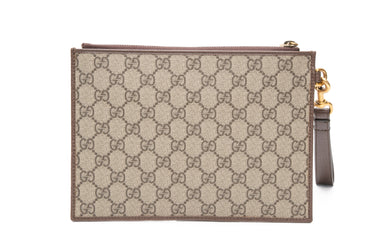 GUCCI GG Supreme Monogram Web Ophidia Wristlet Pouch