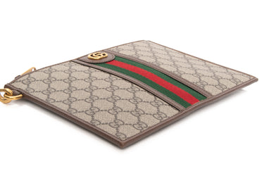 GUCCI GG Supreme Monogram Web Ophidia Wristlet Pouch