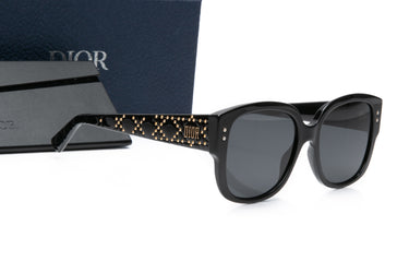 CHRISTIAN DIOR Black Acetate Lady Dior Stud Sunglasses