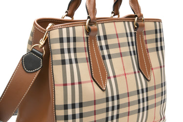 BURBERRY Honey Tan Horseferry Check medium Ballingdon Tote bag