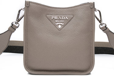 PRADA Grey Leather Mini Shoulder/Crossbody Bag (New)