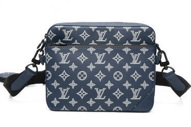 LOUIS VUITTON Navy Blue Monogram Shadow Trio Messenger