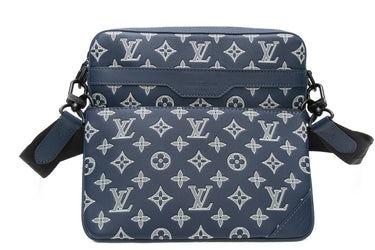 LOUIS VUITTON Navy Blue Monogram Shadow Trio Messenger