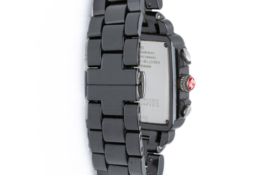 MICHELE Deco Diamond Chronograph Ceramic Black Mother of Pearl Dial Watch