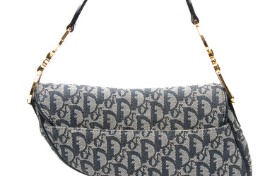 DIOR Saddle Blue Dior Oblique Canvas Medium Shoulder Bag