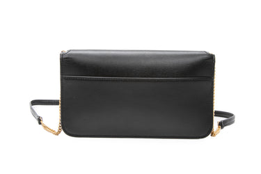 SAINT LAURENT Black Cassandre Phone Holder in Smooth Leather