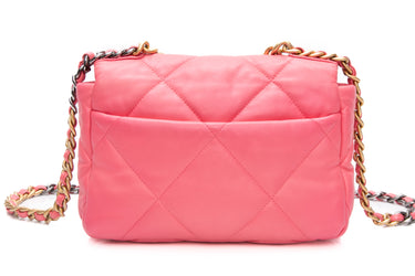 CHANEL Pink Goatskin Quilted Medium Chanel 19 Flap Bag