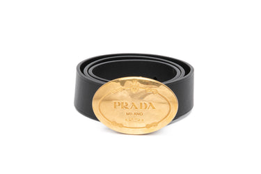 PRADA Milano Buckle Black Leather Belt 30/75